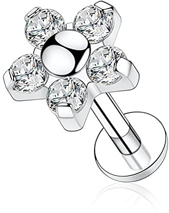 AROWRO G23 Titan Monroe Lip Piercing Schmuck 16G Lippenringe Labret Ohrstecker Innengewinde Helix Tragus Knorpel Conch Ohrring Frauen Mädchen Piercing Schmuck CZ 10mm