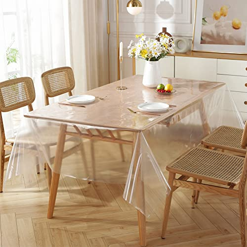 meioro Transparente Tischdecken Tischdecke Schutz Rechteckige wasserdichte Tischschutz Tischfolie Tischfolie Geeignet für Innen und Außen (Transparent, 100×150cm)