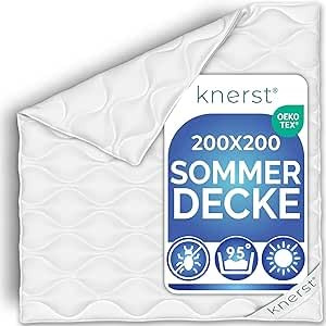 KNERST® Piumino Estivo 200x200 – Trapunta Estiva in Microfibra – Piumone Letto Singolo e Matrimoniale Leggero – Coperta Letto Traspirante Lavabile e Anallergica