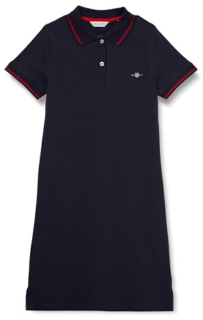 GANT Flicka Fitted Polo-klänning, Kvällsblå, 176