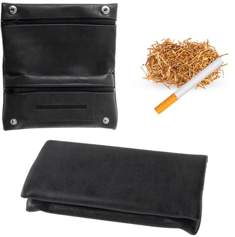 Tobacco Bag Turner Bag, 15.5 x 5.5 cm, Multi-Layer Portable Tobacco Bag, Tobacco Bag for Rotating Tobacco, Rotating Tobacco Bag, All-Purpose Tobacco Bag (Black)