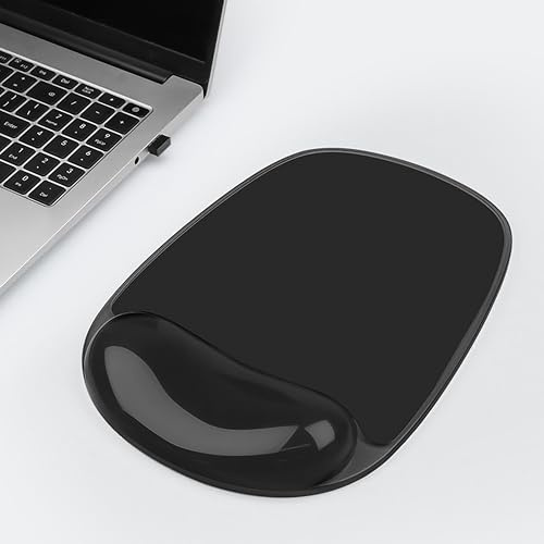 Aszqvd Repose-poignet en gel pour souris, tapis de souris ergonomique avec repose-poignet transparent, petit tapis de bureau, accessoire de travail pour femme, soulagement du canal carpien, noir
