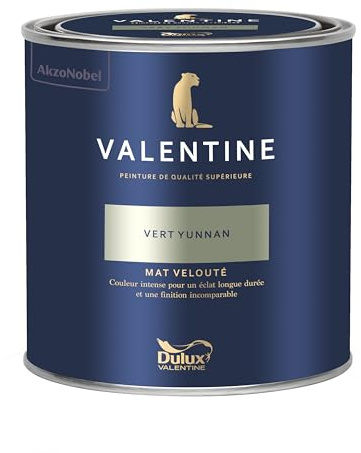 Dulux Valentine - La VALENTINE - Peinture intérieure en phase aqueuse de haute qualité - Couleur intense & pouvoir couvrant élevé - Mat Velouté Vert Yunnan 0,5 L