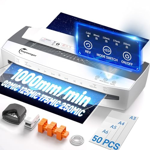 Buyounger 4-Roller A3 Laminator, 11 in 1 Cold &Thermal Heavy Duty Laminator