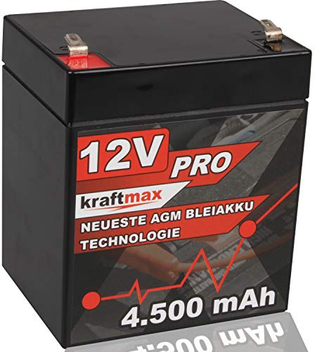kraftmax Industrial Pro blybatteri [12 V/4,5 Ah] AGM högpresterande blybatteri av senaste generationen