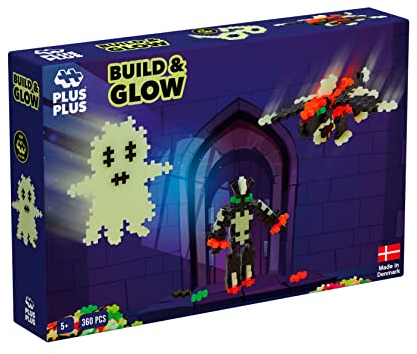Plus-Plus 9603808 Mini Geniales Konstruktionsspielzeug, Build and Glow, nachtleuchtendes Bausteine-Set, 360 Teile