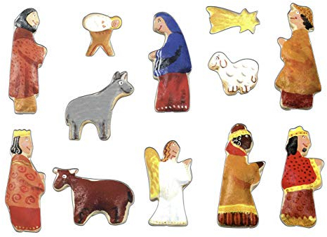 Moldes de Galletas de Repostería Belén de Navidad - Cortapastas Grandes de Hojalata para Niños - Set de Cortadores de Galletas Navideños – Juego de 12 Unidades