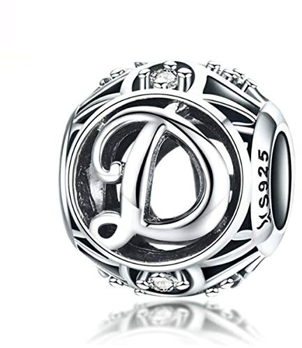 Birthday Charms Genuine 925 Sterling Silver DIY Initial A-Z Charm Alphabet Charms Letter Beads for Pandora Charms Bracelets