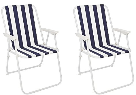 Mojawo 2er Set Campingstuhl Faltstuhl Blau/Weiß gestreift Regiestuhl Angelstuhl Klappstuhl Anglerstuhl