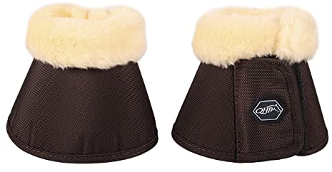 QHP Hufglocken Springglocken Ontario mit Fellimitation und Klettverschluss (L, Braun)