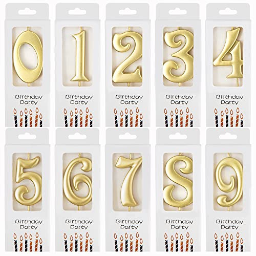 PHD CAKE 10-Count 0-9 Gold Number Birthday Candles, Number One Birthday, Gold Number Candles, Party Celebration, Baby Showers