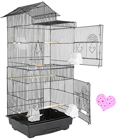Yizhe YIZHEVogelkäfig,Vogelvoliere,Voliere,Vogelhaus,Papageienkäfig,Tierkäfig,Käfig,Sittichkäfig,Vogel,mit Holzstangen,Nagerkäfig,klein Metall Vogelvoliere,(46 * 35.5 * 99cm)