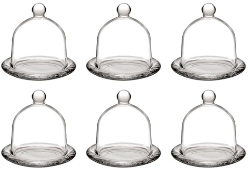 Candy Glass Dish 6 pcs. Decor Crystal Server with Base Bell Design Cupcake, Chocolate, Mini Patisserie Sweet