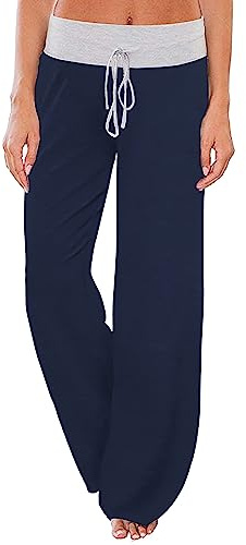 Famulily Ladies Yoga Baggy Wide Leg Loose Palazzo Pants Pyjama Trousers Blue S