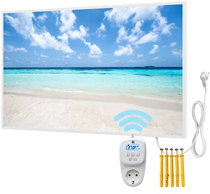 Bringer Imagen calefacción por infrarrojos con marco – calefacción de imagen – 100 x 60 x 1,8 cm – Maldivas