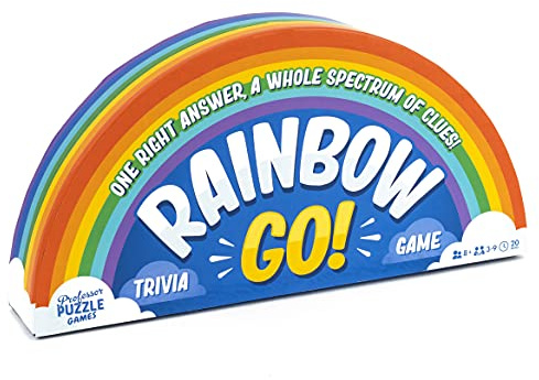 Professor PUZZLE Rainbow Go Games. Fast paced Trivia Game for The Whole Family. One Right Answer, Whole Spectrum of Clues.