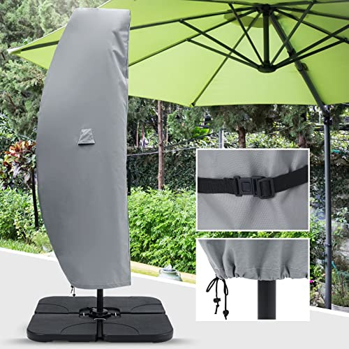 ABCCANOPY Schutzhülle für 230cm bis 340cm Sonnenschirm/Marktschirm wasserdichte Outdoor-Sonnenschirm-Abdeckung mit Reißverschluss und Stange, groß