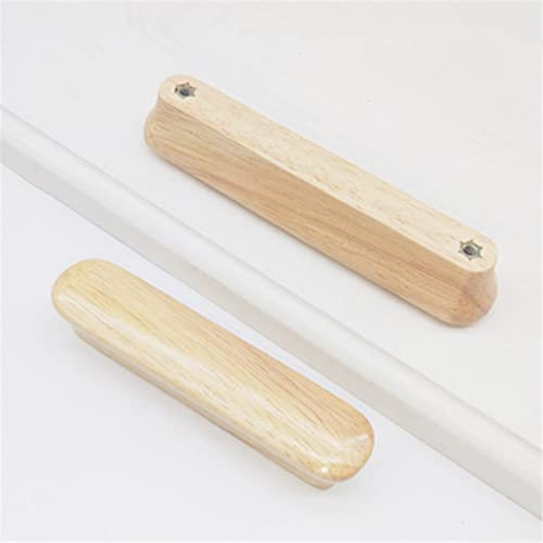 2x Holz Schubladengriff Möbel, Schrankknöpfe aus Holz, Einzelloch Runder Griff mit Schrauben,Natürliche Holzgriff Türknäufe aus Holz Schlafzimmer Schranktür (hole center 192mm)