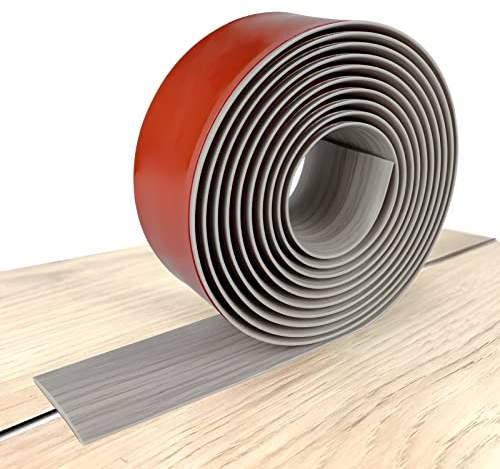 Bekeify Auto - adhésif Le Plancher Transition Avec Le Plancher Masquage Bandes Matériaux Stratifiés Le Seuil Avec Caoutchouc Tapis Côté Avec La Porte Diviseurs Avec Grain de Bois Gris 5 X 300 CM