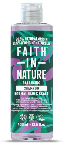 Faith In Nature Shampoo Naturale alla Lavanda e Geranio, Bilanciante per Capelli e Cuoio Capelluto Normali, Vegano e Cruelty Free, Senza SLS, Siliconi o Parabeni, 400 ml