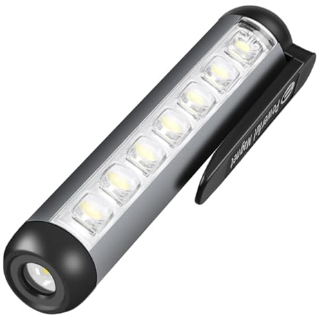 WURF Lampe Torche LED Ultra Puissante Rechargeable USB - Lampe de Poche Zoomable Étanche avec Batterie Intégrée 500mAh 14500 - Mini Lampe de Poche Aimantée pour Travail et Randonnée