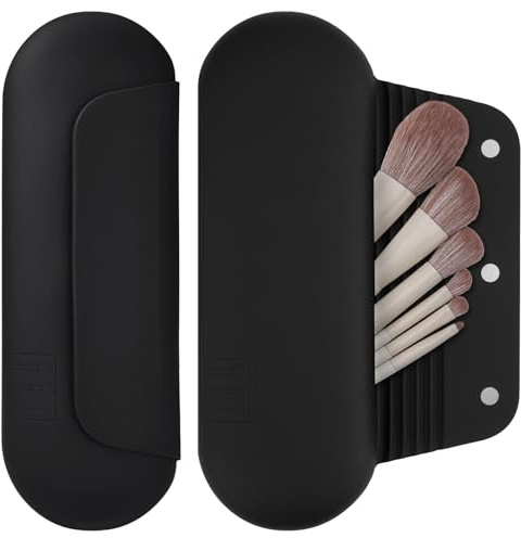 AGIKET Soft Silicone Makeup Brush Holder Large Travel Portable Cosmetic Bag