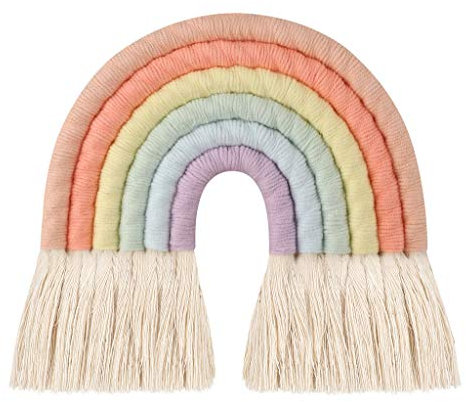 Weben Regenbogen-Ornamente, moderne Heimdekoration, Zubehör, handgefertigte gewebte Anhänger für Schlafzimmer, Kinderzimmer, Kinderzimmer, Bauernhaus-Dekor