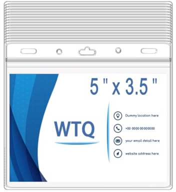 WTQ 5 x 3.5 Extra Large Horizontal ID Badge Holders, 50 Pack Clear Plastic Name Tag Holder, Sealable & Waterproof Vinyl Work Badge Sleeve，Reunion Nametags