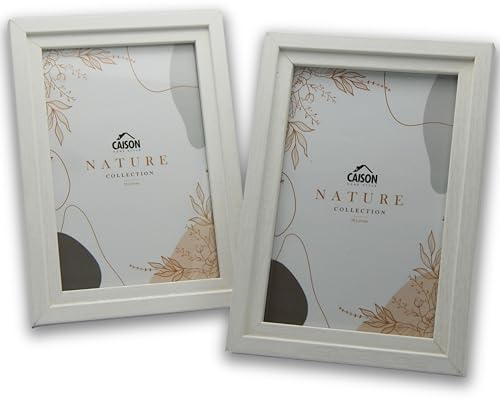 Marcos de Fotos de Madera y Cristal Para Fotos de 15x20 cm Con Pie y Enganche de Pared. Marco de Fotos Para Decoración en Muebles o Colgar de la Pared. Paquete de 2 portafotos (15x20, Blanco)