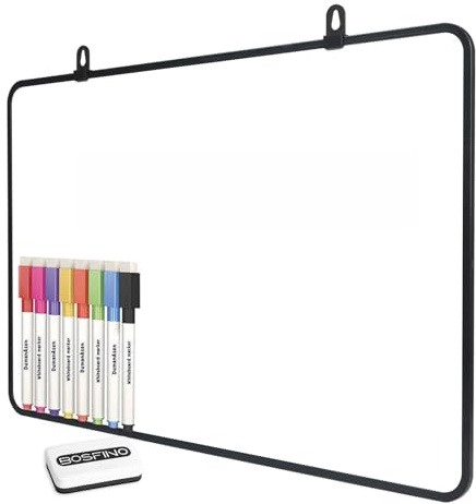 Dry Erase Whiteboard, DumanAsen Double Sided White Board with Dry Erase Pens and Eraser for School, Home, Office, Remote Learning (Black, 60cm*40cm) - 24inch x 16inch