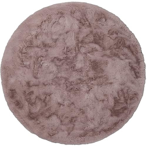 Consilio Concept Cloud Fellteppich 120x120 pink Teppich Supersoft 39 mm Höhe Soft weich Hasenfell Imitat beige braun Wohnzimmerteppich Kinderzimmerteppich Küchenteppich Flurteppich