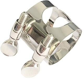 HEMOTON Abrazadera Clarinete Sib, Ligadura de Doble Tornillo Niquelada para Boquilla de Clarinete, Cobre y Gran Flexibilidad para Mantener la Lengüeta