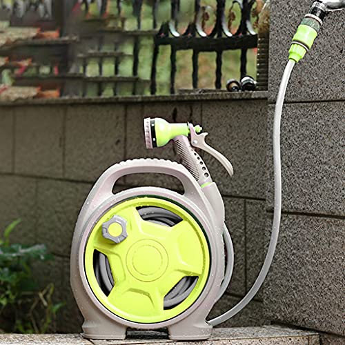 LULUMAIC Garden Hose Reel Cart Small,Outdoor Portable Car Wash Hose Storage Rack, Household Mini Abs Hose Cart with Water Gun, Gardening Wateset/Blue/Dn15 13.5M Pipe