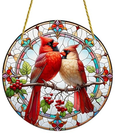 Misaakoeq Vogel-Sonnenfänger, bunte Fensterdekoration, Fensterdekoration, Sonnenfänger, gebeiztes Acryl, Wandfenster, hängbares Ornament für Zuhause