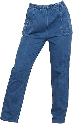 Cherry Berry Mom Jeans for Women Full Length High Waisted Stretchy Trousers Elasticated Waist Comfy Straight Fit Casual Pants Cotton Blend Jeggings Denim 16
