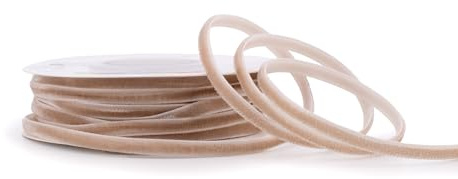 Samtband 3mm x 10m Rolle - FARBAUSWAHL in 3/6/10/16/22/25/50mm - farbecht & waschbar - Schleifenband zum Nähen - Geschenkband zum Verpacken Dekorieren Basteln - Sand Beige