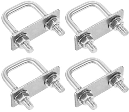 DTGN M8x30x60mm U Bolts Square Kit - 4Set - 304 Stainless Steel U Clamp | U-Bolt Kit with Nuts, Washers, Frame Plate Good for Pipe, Trailer, Automotive, Leaf Spring Fastener