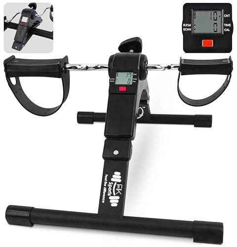 FK Sports Mini Exercise Bike – Portable Pedal Exerciser with LCD Screen & Adjustable Resistance for Arm & Leg Workout (Black)