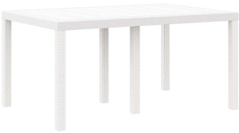 vidaXL Gartentisch Weiß 150 x 100 x 73 cm Poly-Rattan | Robust für den Außeneinsatz, Schlichte und stilvolle Form, Platz für bis zu 6 Personen