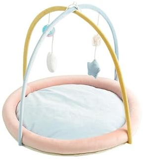 VERTAST Tapis de jeu pour chat avec tente rembourrée – Lit douillet intérieur antidérapant avec jouets suspendus et balles pour l’activité et la détente (Rose - ⌀40cm)