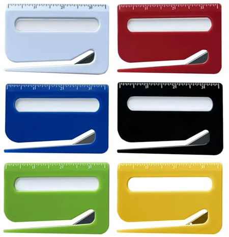 6 Pcs Letter Opener Envelope Slitter, Mail Opener with Safety Concealed Sharp, Wrapping Paper Cutter, Package Opening Tool with Scale and Magnifying Glass for Home, Office, Postal