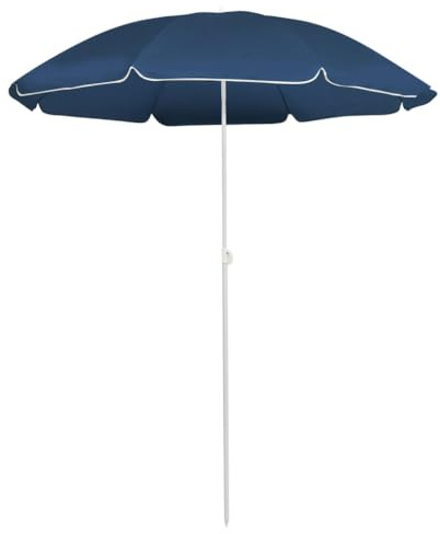 Qnhdfrt Strandschirm Blau Weiß 161x193 cm Küstenstil Sonnenschirm für Strand Garten und Terrasse Verstellbarer UV Schutz mit Kipp System und Zusammenklappbarem Design
