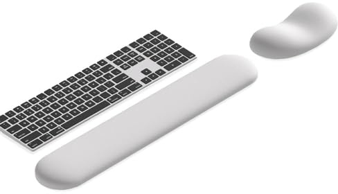 Ergonomic Wrist Rest Set for Keyboard and Mouse | Cooling Gel & Slow-Rebound Memory Foam Palm Support Pad | Luxe Leather, Minimalist, Non-Slip PU Base for Office, Laptop & Gaming (03White)