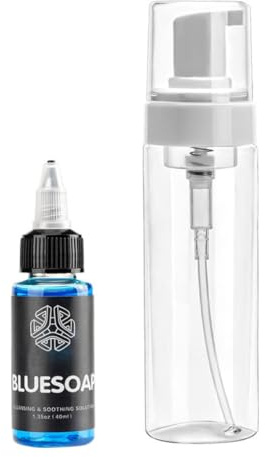 Sapone per la pulizia dei tatuaggi, sapone blu per tatuaggi neutro, 40 ml, detergente per il lavaggio con flacone vuoto da 200 ml, blu