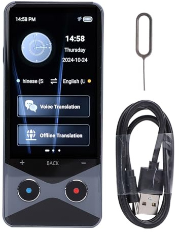 Dispositivo traduttore linguistico AI con ChatGPT, traduzione vocale in tempo reale in 137 lingue, traduzione fotografica a 5 MP, schermo IPS da 3,7 pollici, 1 GB di RAM e 16 GB di