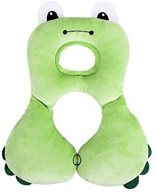 Tierbaby-Kopfstütze und Nackenstützkissen, Kleinkind-Säugling Kopf-Hals-Schutz für Reise, Autositz, Kinderwagen - 1-4 Jahre Kinder, U-Form, grüner Frosch