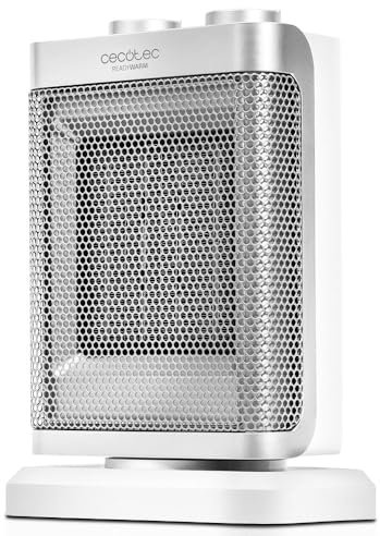 Cecotec Calefactor Baño Cerámico Ready Warm 6100 Ceramic Rotate. Oscilante, 1500 W, Termostato Regulable, 3 Modos, Protección sobrecalentamiento y antivuelco, 25 m2