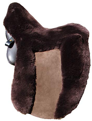 Tolle Zalea aus echtem Lammfell, maßgefertigt für den Sommer Sattel Tosca - kompletter Lammfellbezug, Sattelbezug, Sitzbezug, mit Pauschenausformung und echtem Leder in der Beinlage
