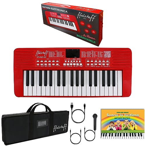 ffalstaff STUDIO-37 Tastiera Elettronica Ricaricabile 37 Tasti per uso Scolastico - Borsa con Imbottitura di 5 mm con Tracolla e E-book Suona la Tastiera