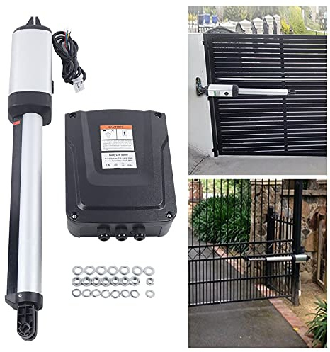 kangten Torantrieb, Elektrisch Flügeltor Antrieb mit 2 Fernbedienungen Automatischer Toröffner 300KG 50W, Aluminium, Silber, Schwarz